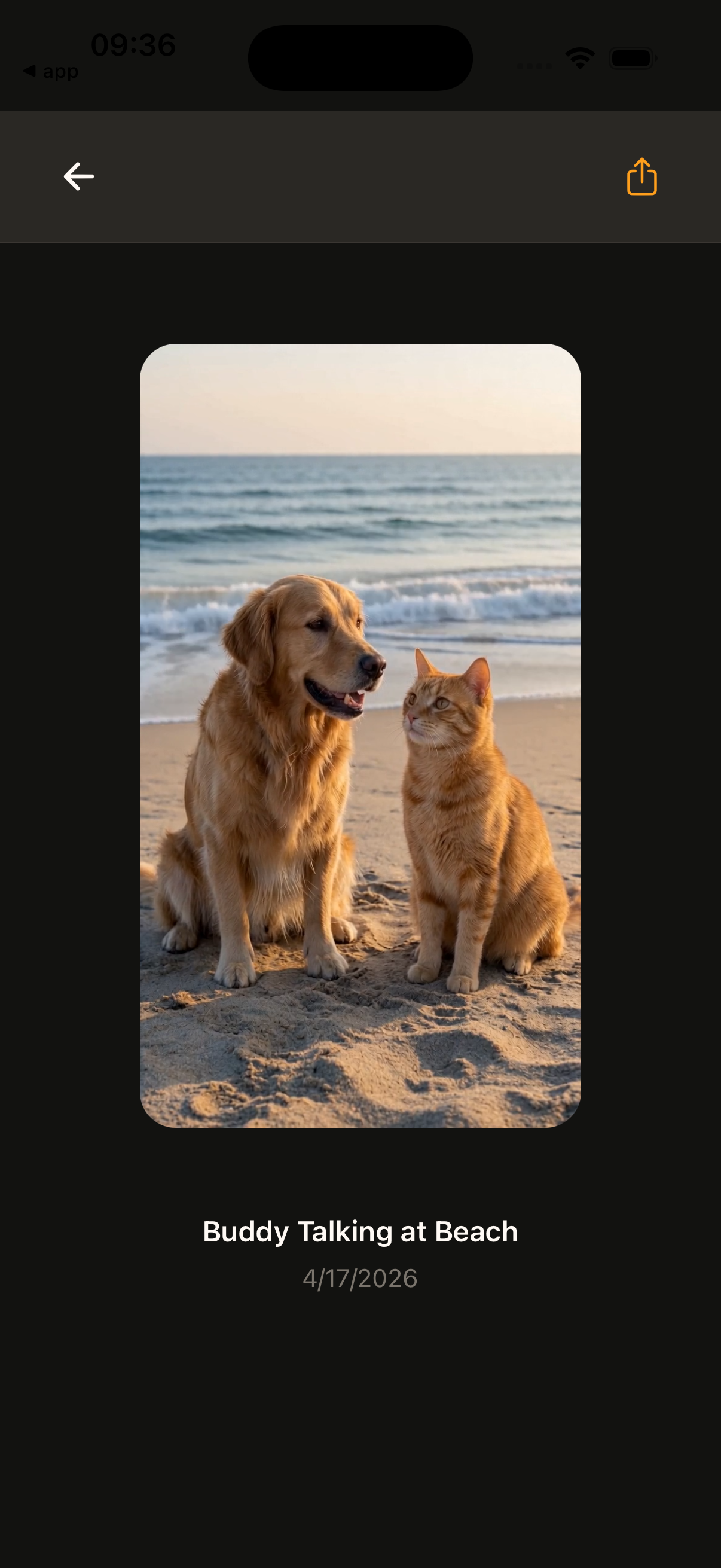 Generated Two-Pet Chat result in the app