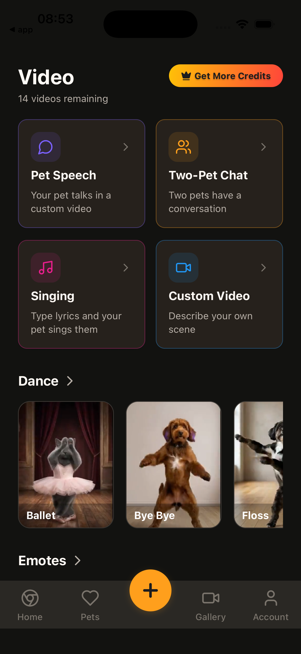 Video creation hub showing the Custom Video option